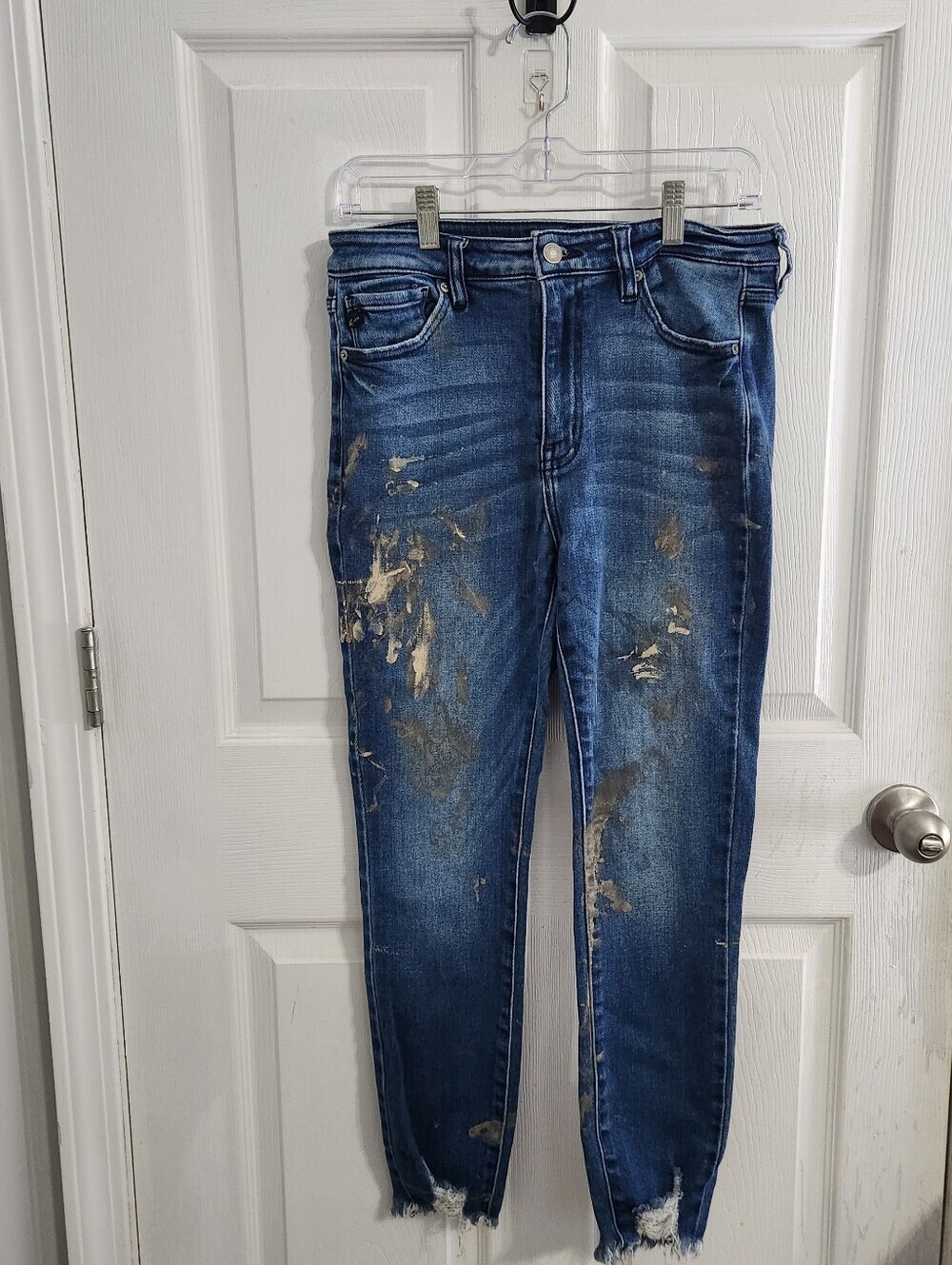 Kancan unique blue denim jeans painted grunge streetwear distressed size 29